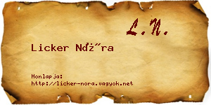 Licker Nóra névjegykártya